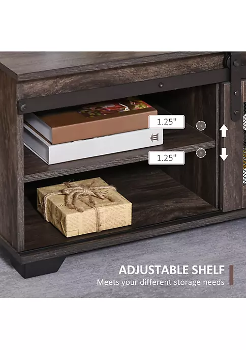 Promo โจ HOMCOM Farmhouse Coffee Table with Sliding Mesh Barn Door Storage Cabinet and Adjustable Shelves for Living Room Dark Brown ๐ 5 Promo โจ HOMCOM Farmhouse Coffee Table with Sliding Mesh Barn Door Storage Cabinet and Adjustable Shelves for Living Room Dark Brown ๐ - Image 3