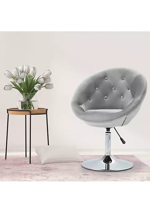 Best Sale ๐ HOMCOM Modern Makeup Vanity Chair Round Tufted Swivel Accent Chair with Chrome Frame Height Adjustable for Living Room Bedroom Grey ๐งจ 4 Best Sale ๐ HOMCOM Modern Makeup Vanity Chair Round Tufted Swivel Accent Chair with Chrome Frame Height Adjustable for Living Room Bedroom Grey ๐งจ - Image 2