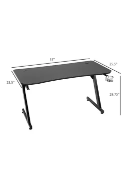 Wholesale 😍 HOMCOM 55" Gaming Desk Home Office Computer Desk Gamer Workstation with Cup Holder Headphone Hook and Cable Management Black 👍 -HOMCOM Sales Store Belk 275