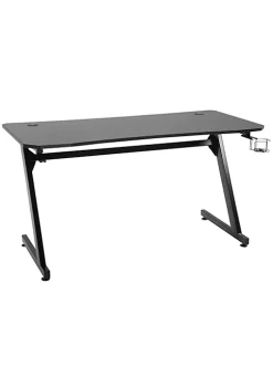 Wholesale 😍 HOMCOM 55" Gaming Desk Home Office Computer Desk Gamer Workstation with Cup Holder Headphone Hook and Cable Management Black 👍 -HOMCOM Sales Store Belk 277