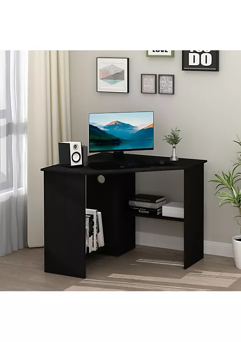 Budget ⭐ HOMCOM Corner Computer Desk with Storage Shelf Writing Table Study Workstation for Home Office Black 🌟 4 Budget ⭐ HOMCOM Corner Computer Desk with Storage Shelf Writing Table Study Workstation for Home Office Black 🌟 - Image 2