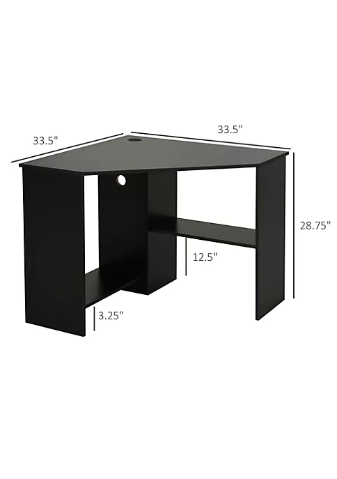 Budget ⭐ HOMCOM Corner Computer Desk with Storage Shelf Writing Table Study Workstation for Home Office Black 🌟 6 Budget ⭐ HOMCOM Corner Computer Desk with Storage Shelf Writing Table Study Workstation for Home Office Black 🌟 - Image 4