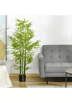 Promo ⭐ HOMCOM 5FT Artificial Bamboo Tree Faux Decorative Plant in Nursery Pot for Indoor Outdoor Décor 👍 -HOMCOM Sales Store Belk 310