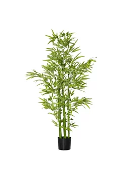 Promo ⭐ HOMCOM 5FT Artificial Bamboo Tree Faux Decorative Plant in Nursery Pot for Indoor Outdoor Décor 👍 -HOMCOM Sales Store Belk 312