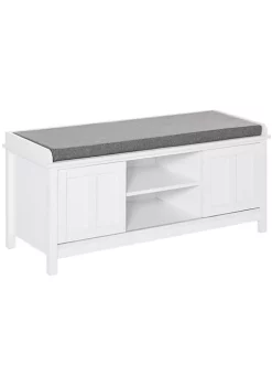 Discount ๐ฅ HOMCOM Entryway ๐ Shoe Bench Storage Ottoman with Adjustable Shelving 6 Compartments and Padded Seat White/Grey โค๏ธ
