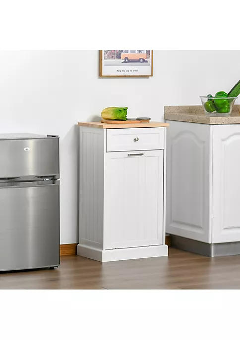 Best Sale ๐คฉ HOMCOM Kitchen Tilt Out Trash Bin Cabinet Free Standing Recycling Cabinet Trash Can Holder With Drawer White Oak ๐ 4 Best Sale ๐คฉ HOMCOM Kitchen Tilt Out Trash Bin Cabinet Free Standing Recycling Cabinet Trash Can Holder With Drawer White Oak ๐ - Image 2