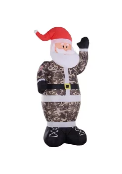 Cheapest 🧨 HOMCOM 8ft 🎄 Christmas Inflatable Santa Claus Wearing Camouflage Outdoor Blow Up Yard Decoration with LED Lights Display ⭐