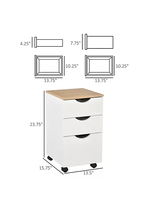 Cheap ๐ HOMCOM 3 Drawer Mobile File Cabinet Rolling Office Filing Storage Cabinet Printer Stand White ๐ 6 Cheap ๐ HOMCOM 3 Drawer Mobile File Cabinet Rolling Office Filing Storage Cabinet Printer Stand White ๐ - Image 4