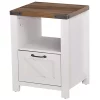 New 🔔 HOMCOM Industrial Side Table with 1 Drawer 1 Open Shelf and Big Tabletop for Living Room or Bedroom White ⌛