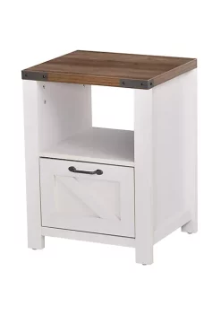 New 🔔 HOMCOM Industrial Side Table with 1 Drawer 1 Open Shelf and Big Tabletop for Living Room or Bedroom White ⌛