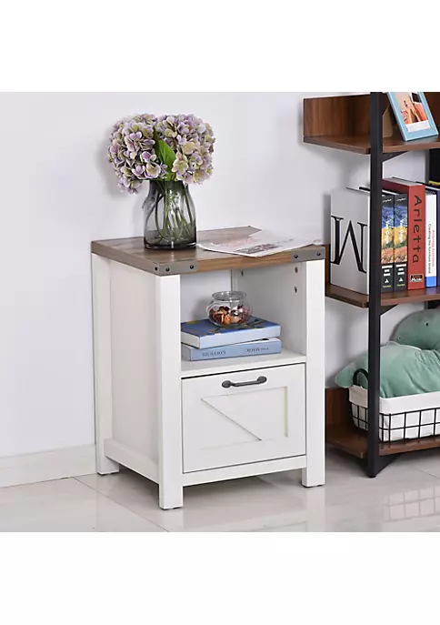 New ๐ HOMCOM Industrial Side Table with 1 Drawer 1 Open Shelf and Big Tabletop for Living Room or Bedroom White โ 4 New ๐ HOMCOM Industrial Side Table with 1 Drawer 1 Open Shelf and Big Tabletop for Living Room or Bedroom White โ - Image 2