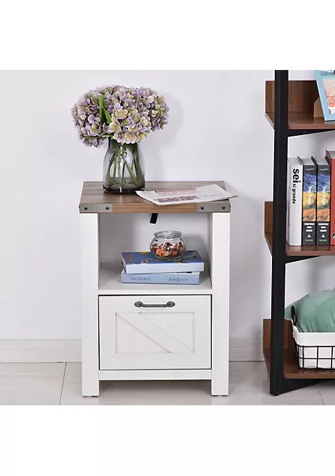 New ๐ HOMCOM Industrial Side Table with 1 Drawer 1 Open Shelf and Big Tabletop for Living Room or Bedroom White โ 5 New ๐ HOMCOM Industrial Side Table with 1 Drawer 1 Open Shelf and Big Tabletop for Living Room or Bedroom White โ - Image 3