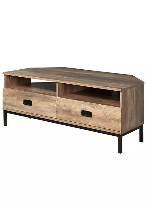 Best deal 🧨 HOMCOM Corner TV Stand for TV up to 46 Inches Entertainment Center with Open Storage and Drawers TV Table with Steel Legs Coffee ❤️ 4 Best deal 🧨 HOMCOM Corner TV Stand for TV up to 46 Inches Entertainment Center with Open Storage and Drawers TV Table with Steel Legs Coffee ❤️ - Image 2