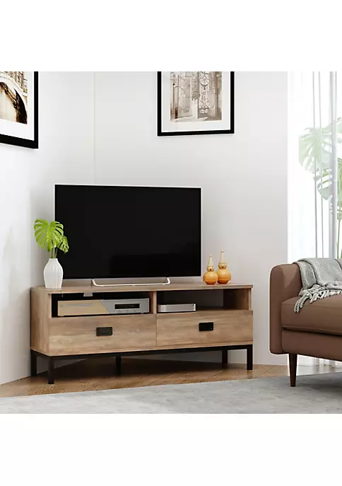 Best deal 🧨 HOMCOM Corner TV Stand for TV up to 46 Inches Entertainment Center with Open Storage and Drawers TV Table with Steel Legs Coffee ❤️ 6 Best deal 🧨 HOMCOM Corner TV Stand for TV up to 46 Inches Entertainment Center with Open Storage and Drawers TV Table with Steel Legs Coffee ❤️ - Image 4