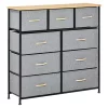 Cheap 🎉 HOMCOM 9 Drawers Storage Chest 👗 Dresser Organizer Unit w/ Steel Frame Wood Top Easy Pull Fabric Bins for Bedroom Hallway Closet Entryway Oak and Grey 🔥 -HOMCOM Sales Store Belk 380