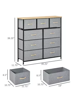 Cheap 🎉 HOMCOM 9 Drawers Storage Chest 👗 Dresser Organizer Unit w/ Steel Frame Wood Top Easy Pull Fabric Bins for Bedroom Hallway Closet Entryway Oak and Grey 🔥 -HOMCOM Sales Store Belk 382