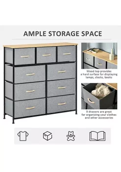 Cheap 🎉 HOMCOM 9 Drawers Storage Chest 👗 Dresser Organizer Unit w/ Steel Frame Wood Top Easy Pull Fabric Bins for Bedroom Hallway Closet Entryway Oak and Grey 🔥 -HOMCOM Sales Store Belk 383