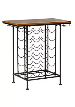 Discount 🌟 HOMCOM 24 Bottle Industrial Modern Wine Rack Table Freestanding 6 Tier Wine Bottle Organizer with Glass Stemware Holder Natural / Black 🔥