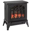 New 🔥 HOMCOM Electric Fireplace Heater Freestanding Fireplace Stove with Realistic Log Flame LED Effect and Overheat Protection Black 😉 -HOMCOM Sales Store Belk 395