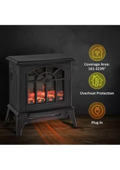 New 🔥 HOMCOM Electric Fireplace Heater Freestanding Fireplace Stove with Realistic Log Flame LED Effect and Overheat Protection Black 😉 -HOMCOM Sales Store Belk 398