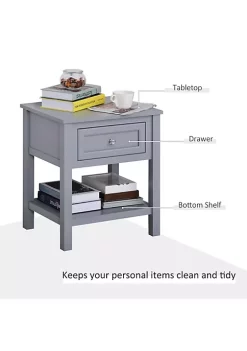 Brand new 🤩 HOMCOM Accent End Table with Grey Tabletop Storage Drawer and Bottom Shelf Grey ⌛ -HOMCOM Sales Store Belk 402