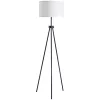 Best Sale 🌟 HOMCOM 59" Tripod Floor Lamp with Pull Chain Standing Fabric Lampshade E26 Lamp Holder Steel for Living Room Bedroom Office Black 💯