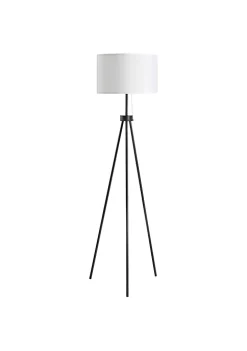 Best Sale 🌟 HOMCOM 59" Tripod Floor Lamp with Pull Chain Standing Fabric Lampshade E26 Lamp Holder Steel for Living Room Bedroom Office Black 💯