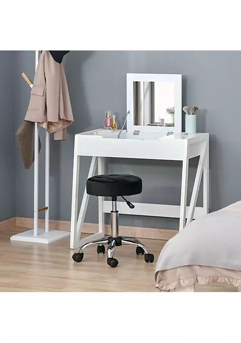 Best Pirce โญ HOMCOM Round Vanity Stool with Height Adjustable Lift Luxury Style Upholstery and Swivel Seat and Wheels Black ๐ 4 Best Pirce โญ HOMCOM Round Vanity Stool with Height Adjustable Lift Luxury Style Upholstery and Swivel Seat and Wheels Black ๐ - Image 2