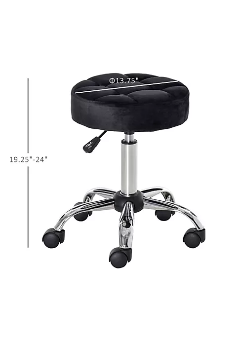 Best Pirce โญ HOMCOM Round Vanity Stool with Height Adjustable Lift Luxury Style Upholstery and Swivel Seat and Wheels Black ๐ 6 Best Pirce โญ HOMCOM Round Vanity Stool with Height Adjustable Lift Luxury Style Upholstery and Swivel Seat and Wheels Black ๐ - Image 4