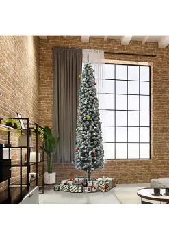 Budget 👍 HOMCOM 9ft Unlit Snow Flocked Slim Artificial 🎄 Christmas Tree with Realistic Branches and 1014 Tips 🔔 9 Budget 👍 HOMCOM 9ft Unlit Snow Flocked Slim Artificial 🎄 Christmas Tree with Realistic Branches and 1014 Tips 🔔 -HOMCOM Sales Store Belk 420