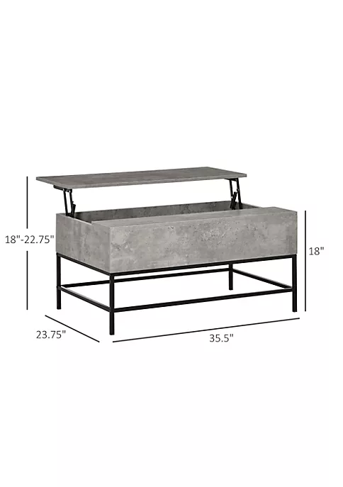Wholesale 😀 HOMCOM Modern Lift Top Coffee Table with Hidden Storage Compartment and Steel Legs for Living Room Reception Room Grey 😀 4 Wholesale 😀 HOMCOM Modern Lift Top Coffee Table with Hidden Storage Compartment and Steel Legs for Living Room Reception Room Grey 😀 - Image 2