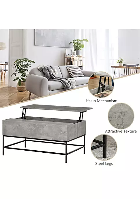 Wholesale 😀 HOMCOM Modern Lift Top Coffee Table with Hidden Storage Compartment and Steel Legs for Living Room Reception Room Grey 😀 5 Wholesale 😀 HOMCOM Modern Lift Top Coffee Table with Hidden Storage Compartment and Steel Legs for Living Room Reception Room Grey 😀 - Image 3