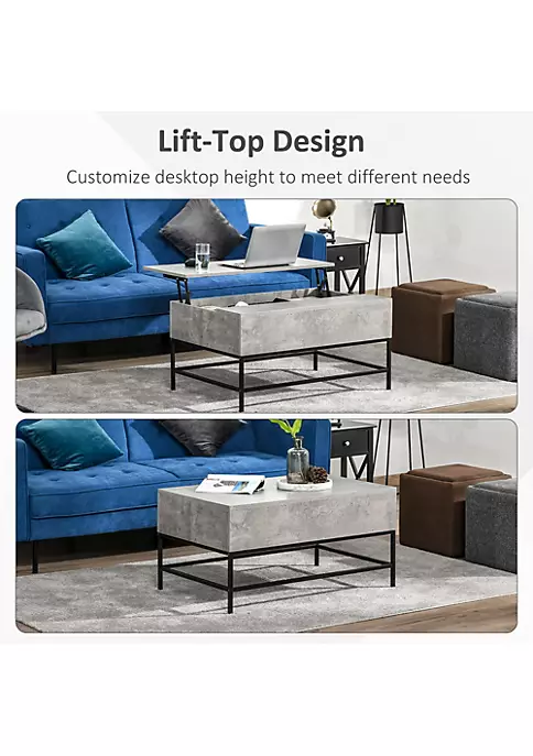 Wholesale 😀 HOMCOM Modern Lift Top Coffee Table with Hidden Storage Compartment and Steel Legs for Living Room Reception Room Grey 😀 6 Wholesale 😀 HOMCOM Modern Lift Top Coffee Table with Hidden Storage Compartment and Steel Legs for Living Room Reception Room Grey 😀 - Image 4