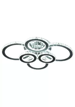 New 👍 HOMCOM Elegant LED Chandelier with 6 Rings Ceiling Light with Cool White Lighting for Living Room Dining Room or Bedroom Silver 🧨