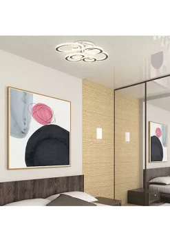 New 👍 HOMCOM Elegant LED Chandelier with 6 Rings Ceiling Light with Cool White Lighting for Living Room Dining Room or Bedroom Silver 🧨 -HOMCOM Sales Store Belk 438