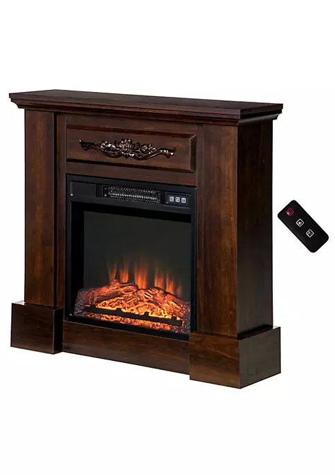 Best deal ❤️ HOMCOM 32" Electric Fireplace with Mantel Freestanding Heater with LED Log Flame Overheat Protection and Remote Control 1400W Brown ❤️ 4 Best deal ❤️ HOMCOM 32" Electric Fireplace with Mantel Freestanding Heater with LED Log Flame Overheat Protection and Remote Control 1400W Brown ❤️ - Image 2