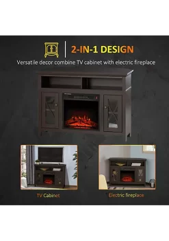 Outlet 😉 HOMCOM 2 IN 1 Electric Fireplace with Wood TV Stand with Media Center Console and LED Log Flame Fits 55'' TV Coffee 😍 -HOMCOM Sales Store Belk 464