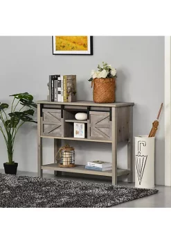 Best Sale 👏 HOMCOM Farmhouse Style Console Table with Sliding Barn Doors and 4 Open Storage Compartments and Elevated Base Grey 🔥 8 Best Sale 👏 HOMCOM Farmhouse Style Console Table with Sliding Barn Doors and 4 Open Storage Compartments and Elevated Base Grey 🔥 -HOMCOM Sales Store Belk 467