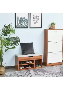 Buy 💯 HOMCOM 👟 Shoe Rack Bench Storage Organizer with Padded Cushion Shelves Hidden Compartments for 👟 Shoes 🥾 Boots High Heel Brown 🌟 -HOMCOM Sales Store Belk 473
