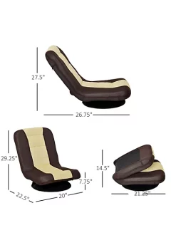 New ⌛ HOMCOM 360 Degree Swivel Game Chair Folding Floor Sofa 5 Position Adjustable Lazy Chair Beige 💯 -HOMCOM Sales Store Belk 483