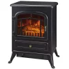 Coupon ⌛ HOMCOM Electric Fireplace Heater Freestanding Fireplace Stove with Realistic LED Log Flames and Overheating Safety Protection 750/1500W Black ❤️