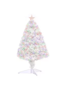 Cheap ๐ HOMCOM 2ft Tall Pre Lit Douglas Fir Tabletop Artificial โ Christmas Tree with Realistic Branches Fiber Optic LED Lights and 85 Tips White ๐