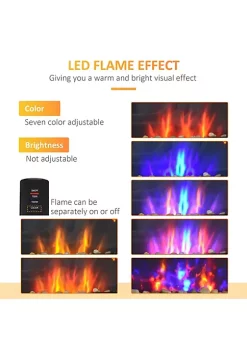 Outlet 🧨 HOMCOM 28" 1500W Electric Wall Mounted Fireplace with Flame Effect 7 Color Background Light and Side Light Black 😍 -HOMCOM Sales Store Belk 503