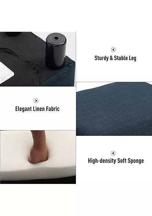 Cheap 🤩 HOMCOM 16” Cube Modern Linen Fabric Pouf Footrest Ottoman Dark Blue 🤩 5 Cheap 🤩 HOMCOM 16” Cube Modern Linen Fabric Pouf Footrest Ottoman Dark Blue 🤩 - Image 3