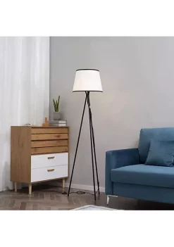 Deals ❤️ HOMCOM Modern Tripod Floor Lamp Free Standing Land Lamp w/ Steel Frame Footswitch Fabric Lampshade and E26 Base for Living Room Bedroom Office Black 👏 -HOMCOM Sales Store Belk 512