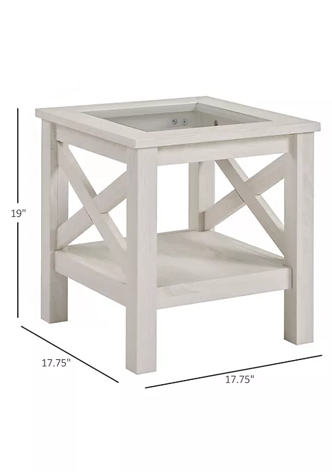 Cheapest ๐คฉ HOMCOM Farmhouse Style End Table with Wood Frame Tempered Glass Tabletop and Underneath Storage Shelf White Oak โ๏ธ 4 Cheapest ๐คฉ HOMCOM Farmhouse Style End Table with Wood Frame Tempered Glass Tabletop and Underneath Storage Shelf White Oak โ๏ธ - Image 2