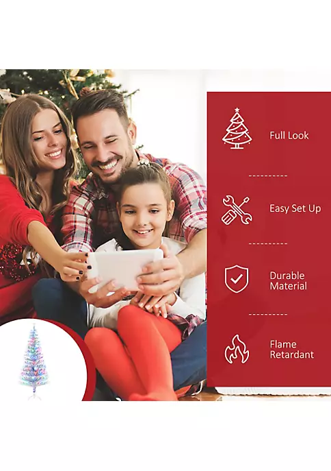 Hot Sale 🛒 HOMCOM 6ft Tall Pre Lit Douglas Fir Artificial 🔔 Christmas Tree with Realistic Branches Multi Color LED Lights Fiber Optics and 230 Tips White/Blue 🥰 6 Hot Sale 🛒 HOMCOM 6ft Tall Pre Lit Douglas Fir Artificial 🔔 Christmas Tree with Realistic Branches Multi Color LED Lights Fiber Optics and 230 Tips White/Blue 🥰 - Image 4