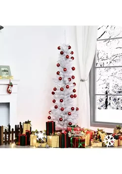 Best Sale ⭐ HOMCOM 6ft Tall Slim Noble Fir Unlit Artificial 🎅 Christmas Tree with Realistic Branches and 390 Tips White 🎁 -HOMCOM Sales Store Belk 528