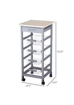New 😍 HOMCOM 32.25" Wooden Rolling Kitchen Storage Cart Trolley Cart on 360 degree Swivel Wheels with Storage Drawer Grey 🎁 -HOMCOM Sales Store Belk 537