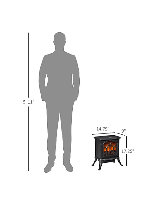 Brand new โจ HOMCOM Freestanding Electric Fireplace Stove Space Heater with Realistic Flame Effect Adjustable Temperature and Overheat Protection 750W/1500W Black ๐ 6 Brand new โจ HOMCOM Freestanding Electric Fireplace Stove Space Heater with Realistic Flame Effect Adjustable Temperature and Overheat Protection 750W/1500W Black ๐ - Image 4